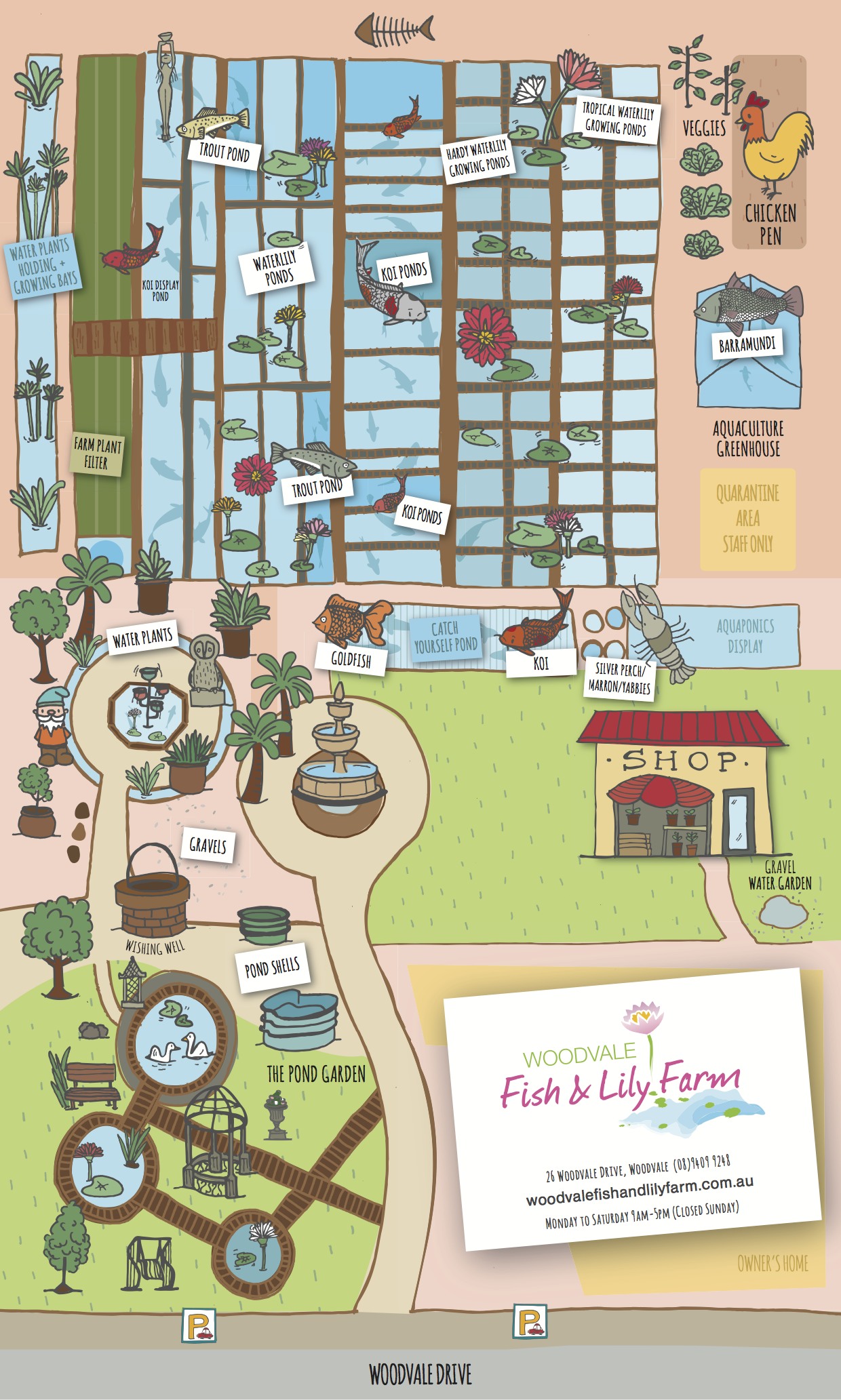 Woodvale Fish and Lily Farm Map - Perth, Western Australia