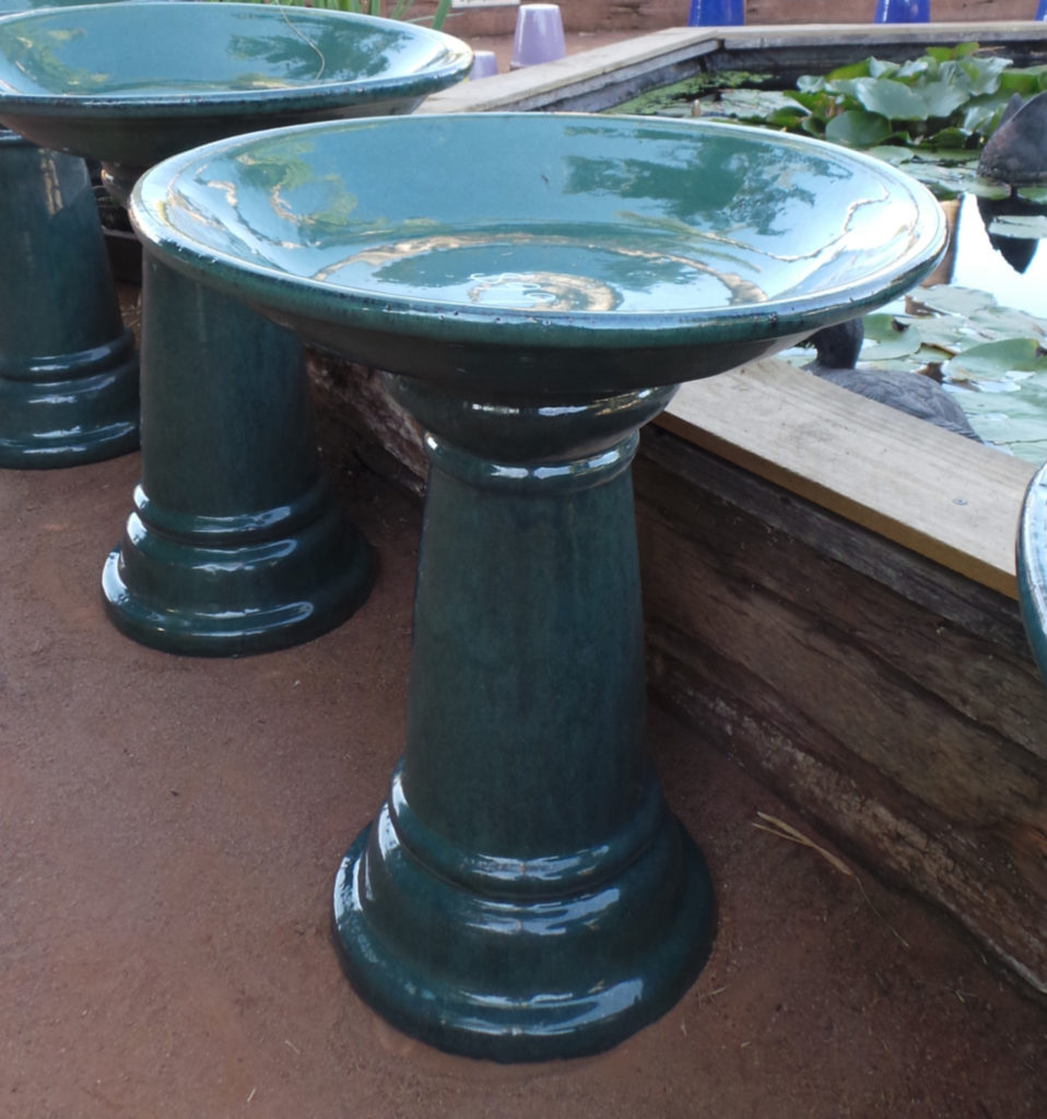 glazed bird baths - sorry sold out - woodvale fish & lily